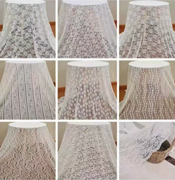 Clearance White Lace Fabric, Stage Wedding Drapery, Table Curtain, Dessert Table Tablecloth, Mesh Fabric, Wedding Props, Free Shipping