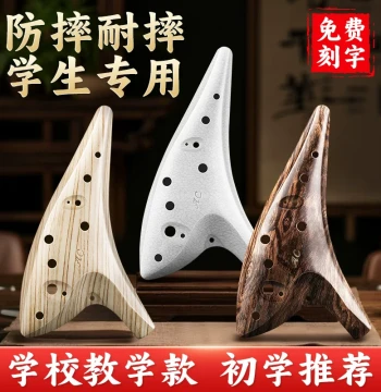 12-Hole Ocarina for Elementary Students, Alto AC Tuning, Wood-Imitation Resin, Drop-Resistant for Beginners