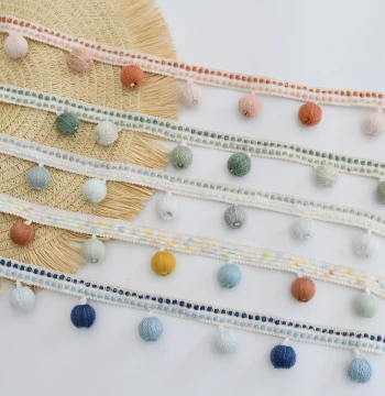 Tianhe Lace 2026 New Minimalist Modern Colorful Series Curtain Trim with Colored Beads Sold by Cut Length