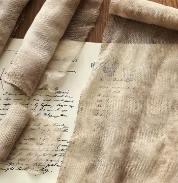 Hand-Dyed Coffee Gauze for Junk Journaling, Vintage Scrapbooking Collage Material with Torn Edges