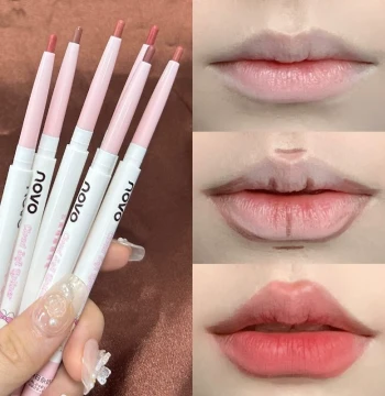 Includes Lip Brush! novo Nude Lip Liner Waterproof Long-Lasting Non-Fading Lipstick Lip Pencil Plumping Outline Pen Dual-End