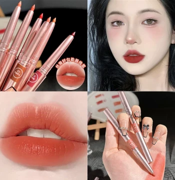 Low-Saturation Soft Mist Grapefruit Lip Liner, Velvet Nude Lipstick, Waterproof, Long-Lasting, Moisturizing, Non-Drying Lip Glaze
