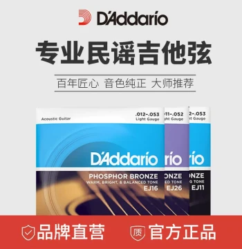 D'Addario Acoustic Guitar Strings Full Set EJ16 USA Made Uncoated Folk Guitar Strings