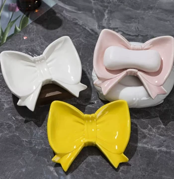Premium Ceramic Soap Dish with No-Drill Installation for Bathroom Sink, Creative Decor