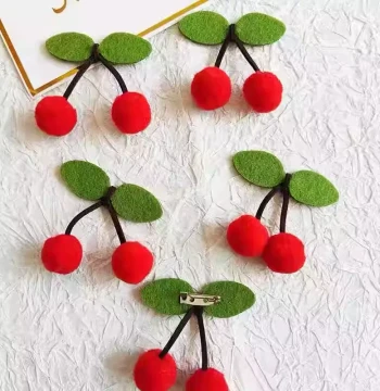 Aowei Curtain Accessory Trim with Pins, Handmade DIY Non-Woven Exquisite Small Cherries