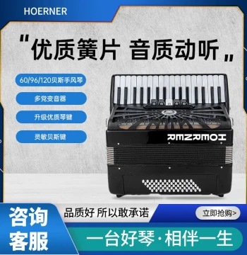 German HOERNER Piano Accordion, 60/96/120 Bass, 3 or 4 Rows, for Adults