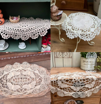 Total 2 BE GH Unique Vintage Lace Doily Jimo Embroidery Coverlet Net Cloth Ribbon Trim