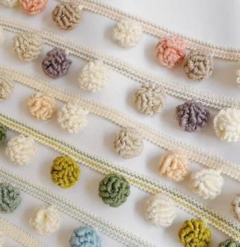 Tianhe Lace New Maillard Style Xiaohongshu Recommended Viral Curtain Pinecone Ball Beige Multi-Color Vertical Edge Splicing Zero Cut