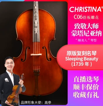 CHRISTINA New Carved Fingerboard C06 Sleeping Beauty Handmade Professional Performance Solid Wood Cello