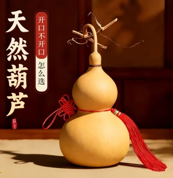 Hetang Yueshe Natural Gourd Ornament - Authentic Large Auspicious Hanging Decor for Living Room or Entryway