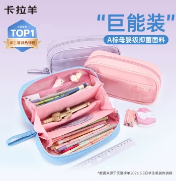Carany Large-Capacity Lightweight Pencil Case for Elementary to High School Students, Antibacterial, Water-Repellent, Easy-Clean Design in Candy Colors