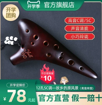 [yadi/Ya Di] 12-Hole SC Ocarina, High Pitch C Key, Professional Performance, 12-Hole Smoked Ceramic Ocarina Instrument