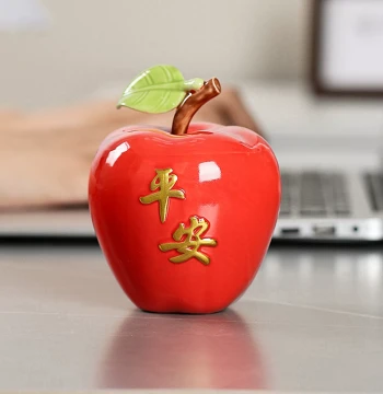 Creative Ceramic Apple Ornament with 'Peace and Joy' Inscription, Home Décor for Living Room TV or Wine Cabinet, Housewarming Gift