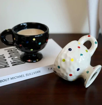 Personalized Minimalist Ceramic Creative Mug Hand-Squeezed Irregular Couple Gift Drinking Cup Teacup Stemmed Coffee Cup