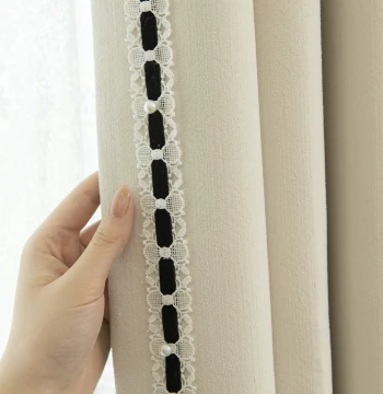 French Hepburn Style Curtain Lace Trim with Velvet and Water-Soluble Edge for Sheers and Pillow Piping, Model M-946