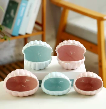 Creative Ceramic Shell Jewelry Tray, Decorative Ornament, Earring Storage and Display with Electroplating Finish