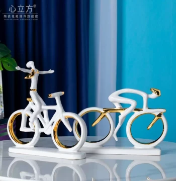 Modern Minimalist Bicycle Figurine - Creative Ceramic Decor for Office or TV Stand, Unique Gift Idea