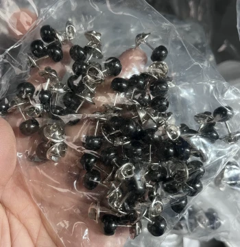 Solid Black and White Mushroom Head Curtain Lace Buttons, 1cm Length, Fixed Nail Buckles, No-drill Removable Fasteners