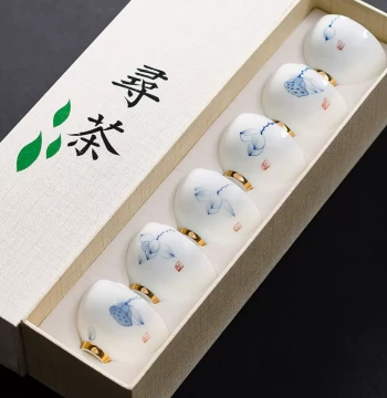 Dehua Ceramic Hand-Painted Tea Cup Set, White Porcelain Kung Fu Tea Cups for Home Use, Ideal as Souvenir Gifts