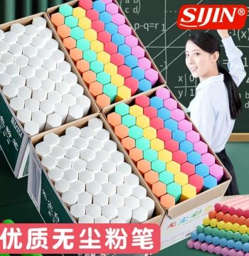 Colored Chalk Bulk Box for Blackboard Children Students Dust-Free Home Teaching White Chalk Safe Eco-Friendly Hexagonal Rounded Corners Water-Soluble Chalk Drawing Writing Teacher Use Affordable Bulk Wholesale