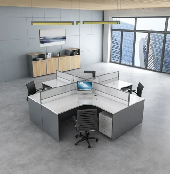 Jisu Staff Office Desk Workstation with Privacy Screen – Complete Office Furniture Set Including Chairs