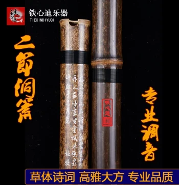 Tiexindi Professional Performance Xiao Flute, Two-Section Purple Bamboo, G/F Key, 8/6 Holes, for Adults and Beginners