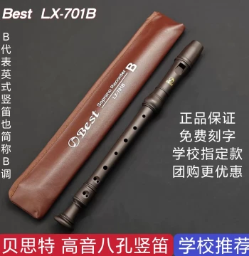 BEST LX-701B Treble Recorder, 8-Hole, English Baroque Style, Recommended by Teachers for Classroom Use