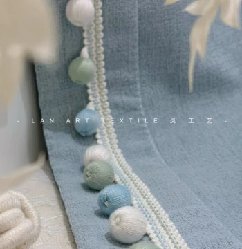 Curtain Lace Trim Accessory – Artificial Cotton with Wooden Beads and Silk-Wrapped Balls, Modern Minimalist Home Textile for Living Room Splicing