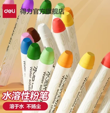 Deli 12-Color Dust-Free Colored Chalk, Water-Soluble, Erasable & Washable Solid Chalk for Children, Home Teaching, Kindergarten, Teachers, Blackboard Use, Baby Education
