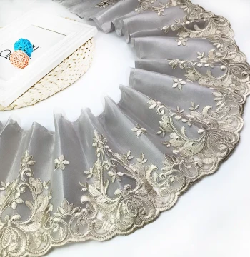 17cm Double-Layer Lined Lace Trim for Sofa Cushion Skirt, Curtain Valance, and Hem Extension