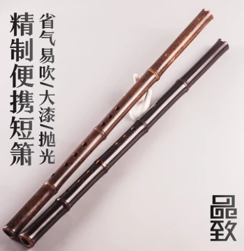 Pinzhi Refined Purple Bamboo Short Xiao Flute, G/F Key, Portable Exam Grade, 8-Hole/6-Hole Professional Instrument