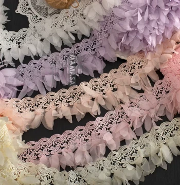 8.5cm Wide Polyester Chiffon Fringe Handmade Lace Trim, White Lace for DIY Clothes, Skirts, and Dresses
