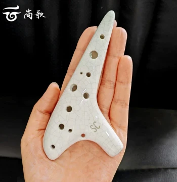 12-Hole High C Key SC Ocarina, Small Ceramic Instrument for Students and Adults, Clear and Bright Tone, Portable