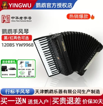 Parrot Accordion YW9968, 120-Bass Four-Row Reed Accordion for Exams, Performance, and Beginners, Free Shipping