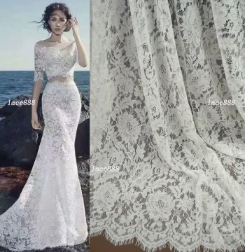 New Brocade Cotton Yarn Lace Fabric, 1.5m Wide, Soft and Draping Material for Skirts, Wedding Dresses, and Formal Wear