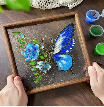 Cloisonné Wire-Wrapped Tea Tray Enamel DIY Handcraft Full Material Kit, Intangible Cultural Heritage Ornament, Homemade Dragon Boat Festival Gift