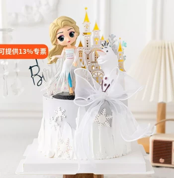 Girls' Cake Decoration Set – Ice Queen Figures, Elsa Princess Toys, Olaf Castle, and Birthday Toppers