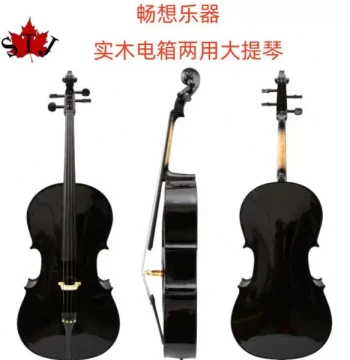 Cello Accessories: Performance-Style Electronic Ebony Cello, Solid Wood Instrument with Black Case