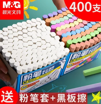 Colored Chalk Set, Multi-Color Low-Dust Hexagonal Water-Soluble Chalk for Kids, Teachers, Kindergarten, Home Teaching, Blackboard Art, with Holder (Bulk)