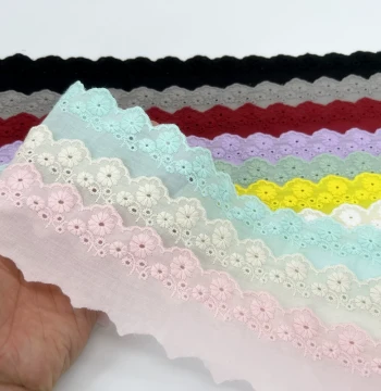 5.5cm Wide Cotton Embroidered Trim for Clothing, Curtains, Sofa Fabric, Lolita and Doll Skirts