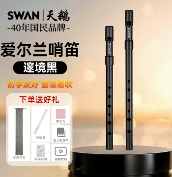 Swan Irish Tin Whistle in D/C Key Metal Flute Professional Performance Instrument Beginner Six-Hole Vertical Flute Black