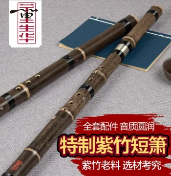 Dong Shenghua Purple Bamboo Short Xiao Flute, Professional Grade, F/G Key, One or Two Sections, Plain Finish