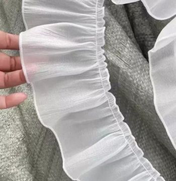Solid Color Matte Ruffled Trim with Locked Edges, Satin Pleated Curtain Sheer Lace in Beige, White, and Black