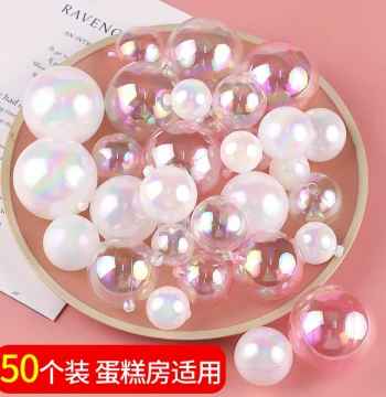 50-Pack Iridescent Wish Balls for Cake Decoration - Creative INS-Style Transparent Bubble Ornaments for Birthday Parties