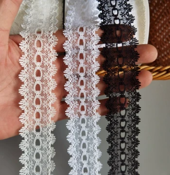 T635# Taiwan-Made Thin Ethereal Sheer Lace Trim Clothing Accessory Wavy Dots Doll Clothes Ribbon Small Lace