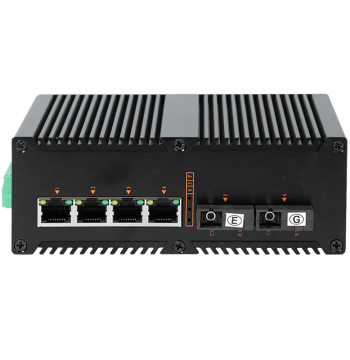 TUOBIN Industrial Grade Unmanaged Gigabit Switch 2-Fiber 4-Copper Switch Aluminum Alloy Shell DIN Rail Mount Surveillance Lightning Protection Wide Temperature Wide Voltage Dual Power TUOBIN-S24G-SC20A/B