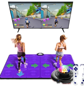Wireless Light-Up Double Dance Mat for Home TV Motion Gaming - Rechargeable Yoga and Running Exercise Machine
