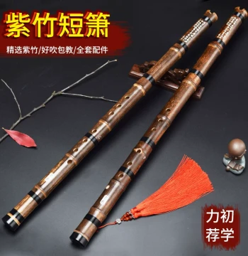 Purple Bamboo Xiao One-Piece Ancient Style Short Xiao Professional High-End F Key Adult Portable Beginner G Key Instrument