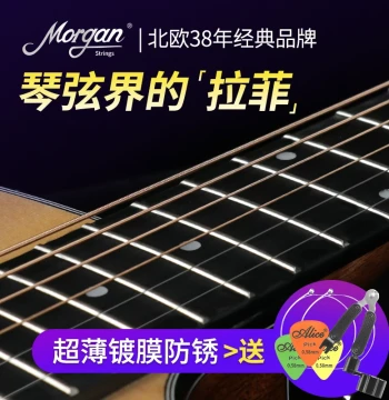 Morgan Guitar Strings Set of 6, Full Set for Performance, Folk, Acoustic, Electric, and Classical Guitars, Coated Anti-Rust Strings