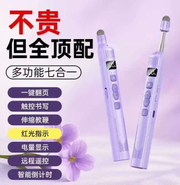 New Private Mold Q301 Multifunctional Laser Presentation Pointer with Multimedia Support, Retractable Pointer, and Digital Display